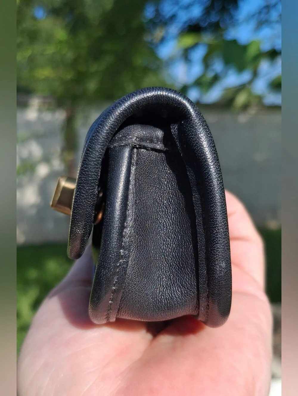 Vintage 90's Coach Black Leather Mini City Key Fob Coin Purse #7105